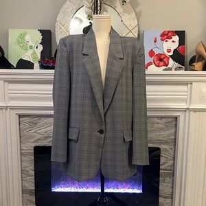 Steve Madden XL Gray / Blue/White Plaid Blazer